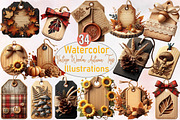 Vintage Wooden Autumn Tags, an Illustration by SVGArt (Thumbnail 1 of 8)
