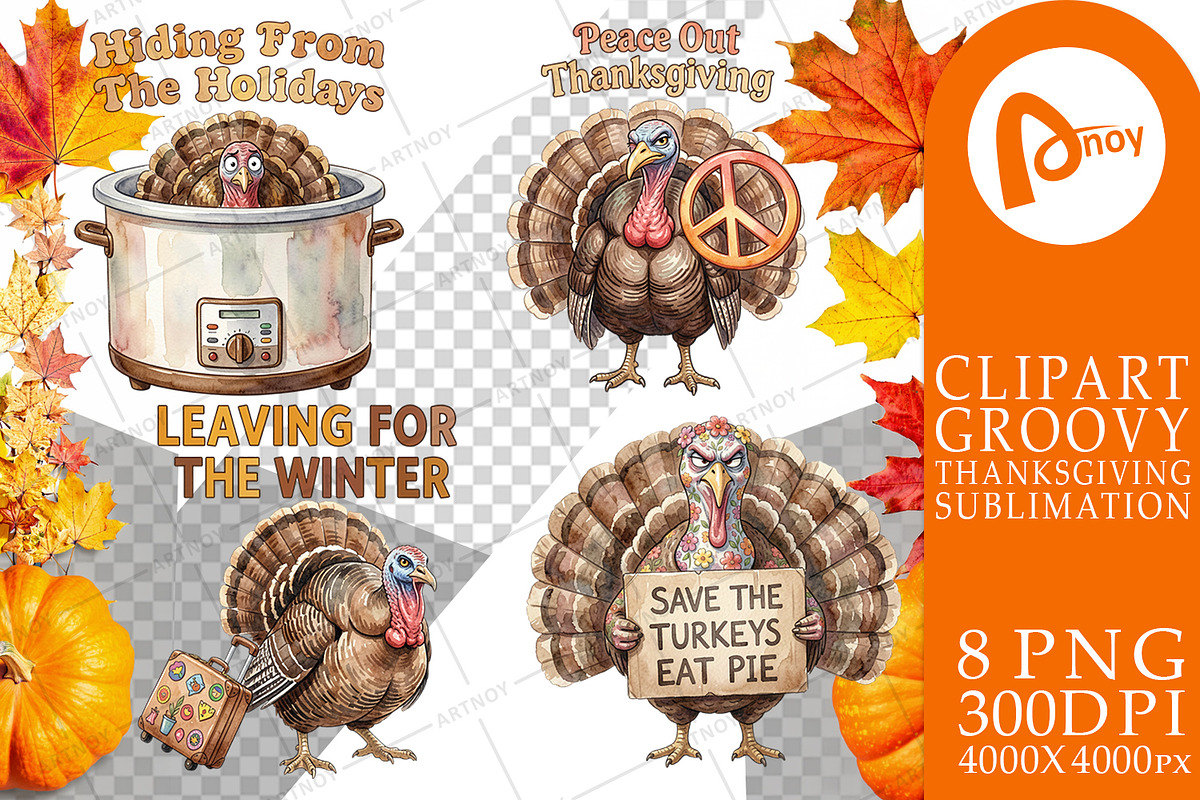 Groovy Thanksgiving Sublimation, a Seasonal Illustration by Artnoy (Photo 13 of 18)
