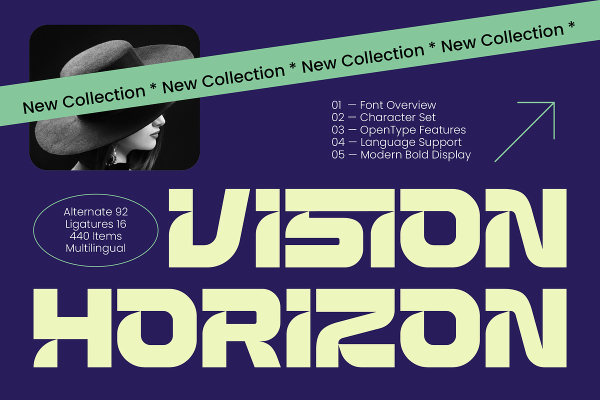 Vision Horizon Futuristic Display, a Sans Serif Font by timelesstype.co (Photo 1 of 10)