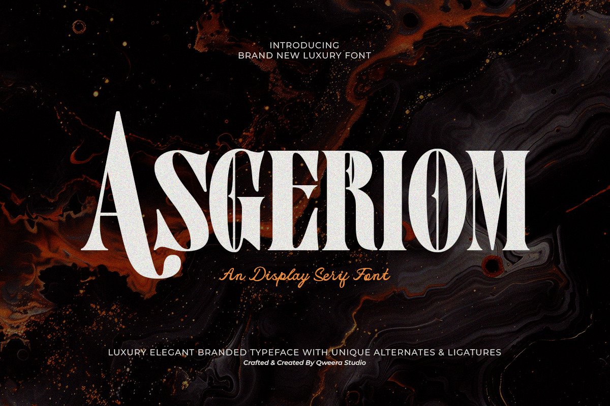 Asgeriom - Display Serif Font, a Serif Font by Qweera Studio (Photo 1 of 13)