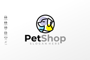 Simple Line Art Pet Shop Logo Design