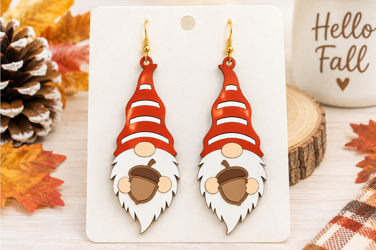 Gnome Earrings Laser Cut SVG, a Seasonal Illustration by Canvas Craft (Photo 5 of 5)