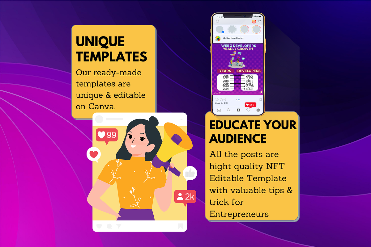 160 NFT Post - Canva Template, a Social Media Template by Viral Content Design (Photo 8 of 13)