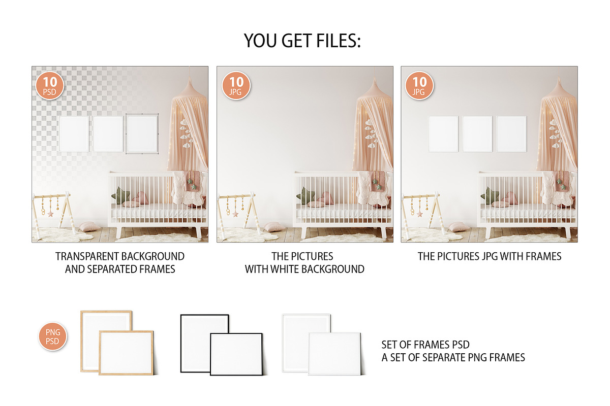 Kids Frames & Wall Mockup Bundle - 6, a Print Template by Yuri-U (Photo 2 of 28)