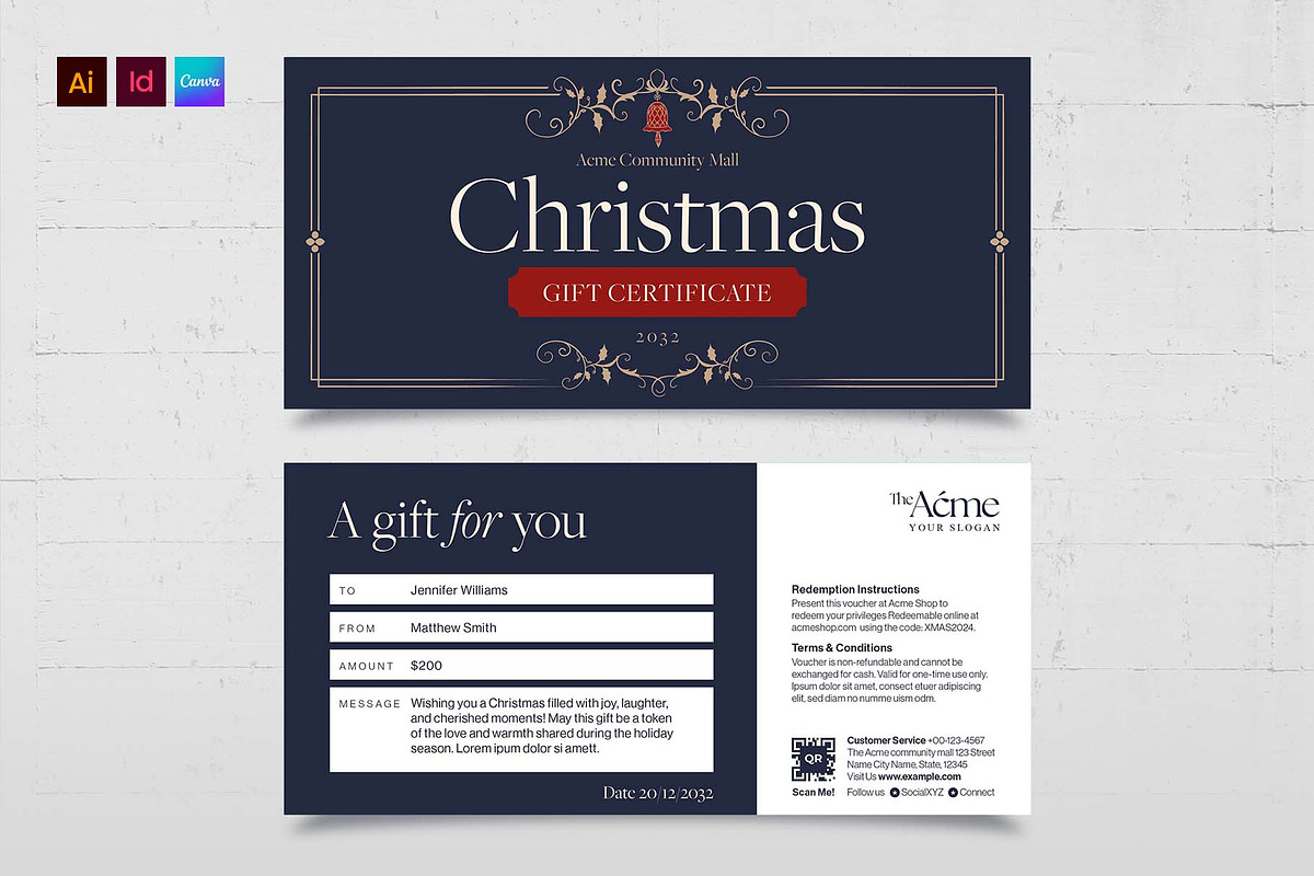 Christmas Gift Certificate Template, a Stationery Template by BrandPacks (Photo 5 of 5)