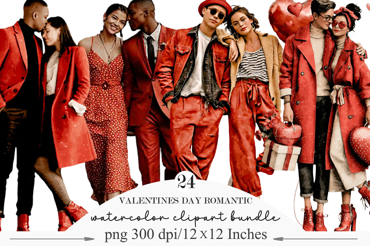 Valentines Day Romantic Couple, an Illustration by Designking (Photo 1 of 5)