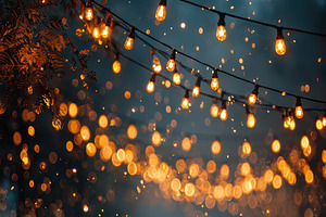 Magical String Lights Nighttime Spar, a Photo by Pixeness Studio