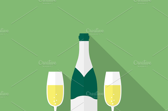 Bottle champagne and glasses preview 2