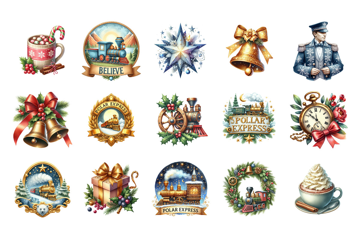 Christmas Polar Express Clipart PNG, an Illustration by SinaCreation (Photo 2 of 7)