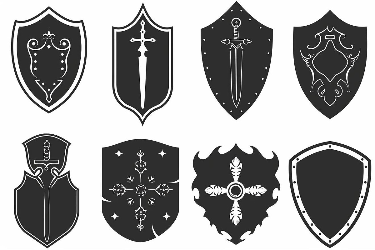 Medieval Shield Silhouette Set, an Illustration by hafijul (Photo 1 of 10)