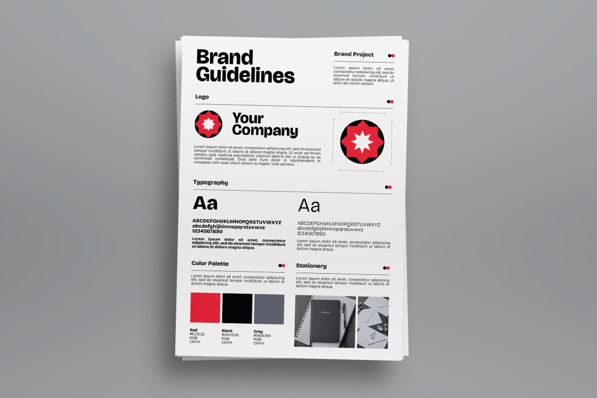 Red Black Minimalist Brand Guideline, a Print Template by graphicook (Photo 2 of 3)