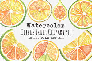 Watercolor Citrus Fruit Clipart, an Illustration by Libby Wishes