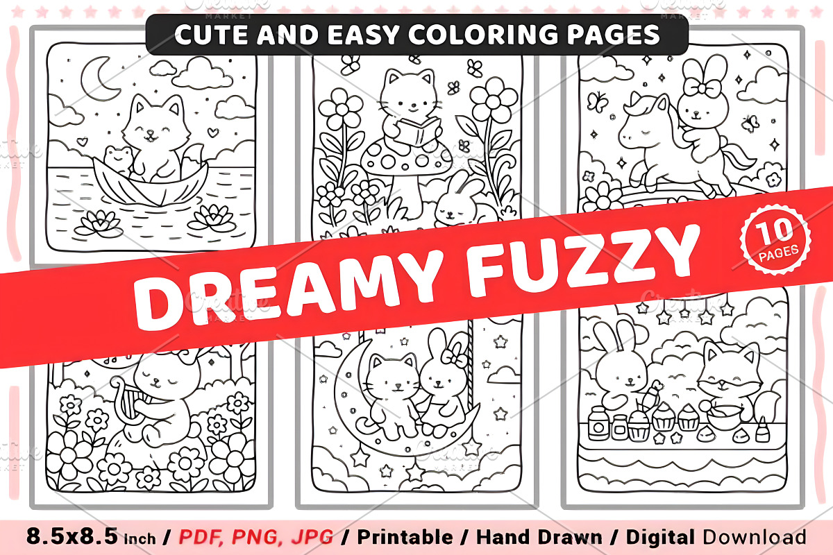 Dreamy Fuzzy Cute Coloring Pages, an Animal Illustration by Design Station (Photo 1 of 4)
