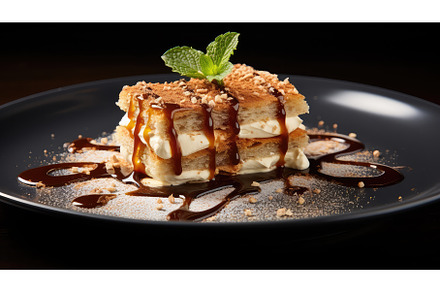dessert plate tiramisu food ai, a Background Photo by pikepicture