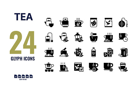 24 Tea Glyph, Solid Icons
