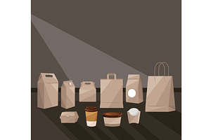 ten eco packaging mockup icons, an Object Illustration by studiogstock