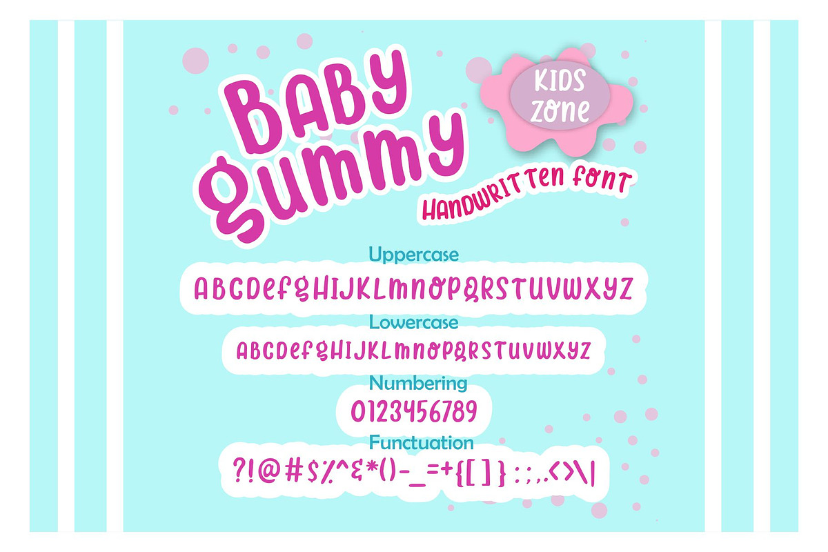 Baby Gummy Handwritten Font, a Script Font by Aldiwangsadipa (Photo 3 of 5)
