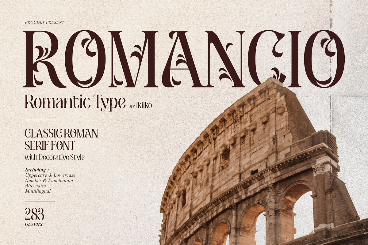 Romancio - Romantic Type, a Serif Font by ikiiko (Photo 1 of 7)
