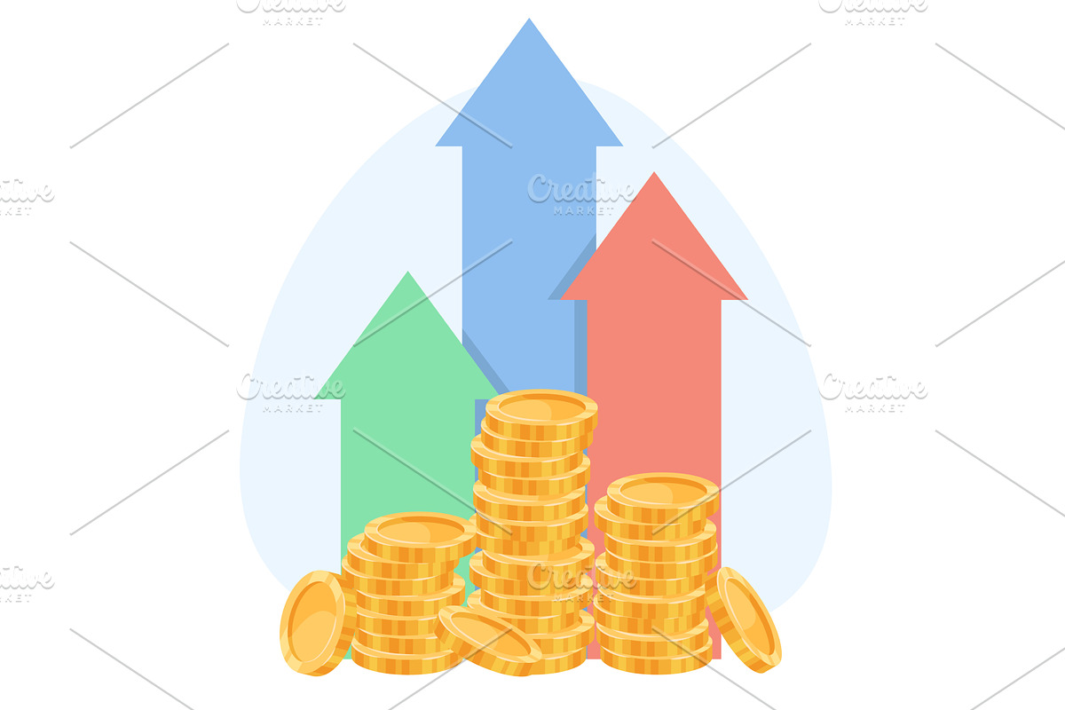 Gold coins and colorful growth, a Finance Illustration by Vectorbuum