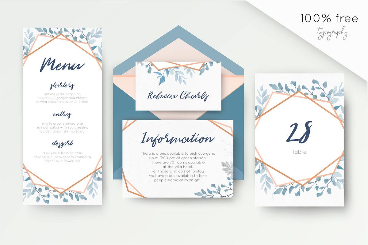 Wedding collection - Dusty blue, an Invitation Template by Alewiena (Photo 2 of 9)