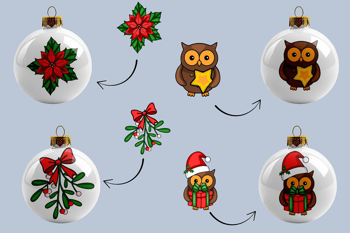 Christmas Owl: Patterns & Clipart, a Seasonal Illustration by Elatedowl (Photo 15 of 16)