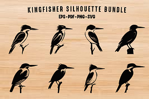 Kingfisher Silhouette Vector art set, an Animal Illustration by Gfx Expert Team