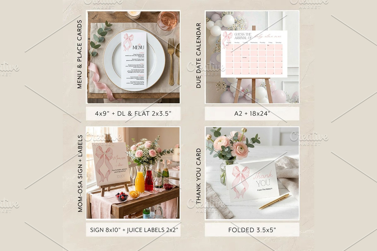 Pink Bow Baby Shower Bundle Template, a Social Media Template by Stellalunarts (Photo 5 of 6)