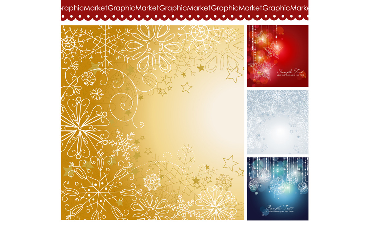 4 Christmas template designs, an Illustration by GraphicMarket