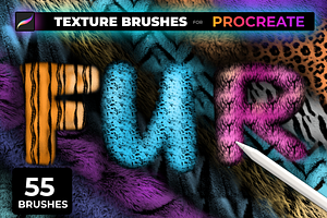 55 FUR TEXTURE Brushes For PROCREATE