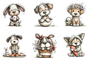 Whimsical Easter Dog Clipart, an Illustration by CreationArt (Thumbnail 2 of 6)