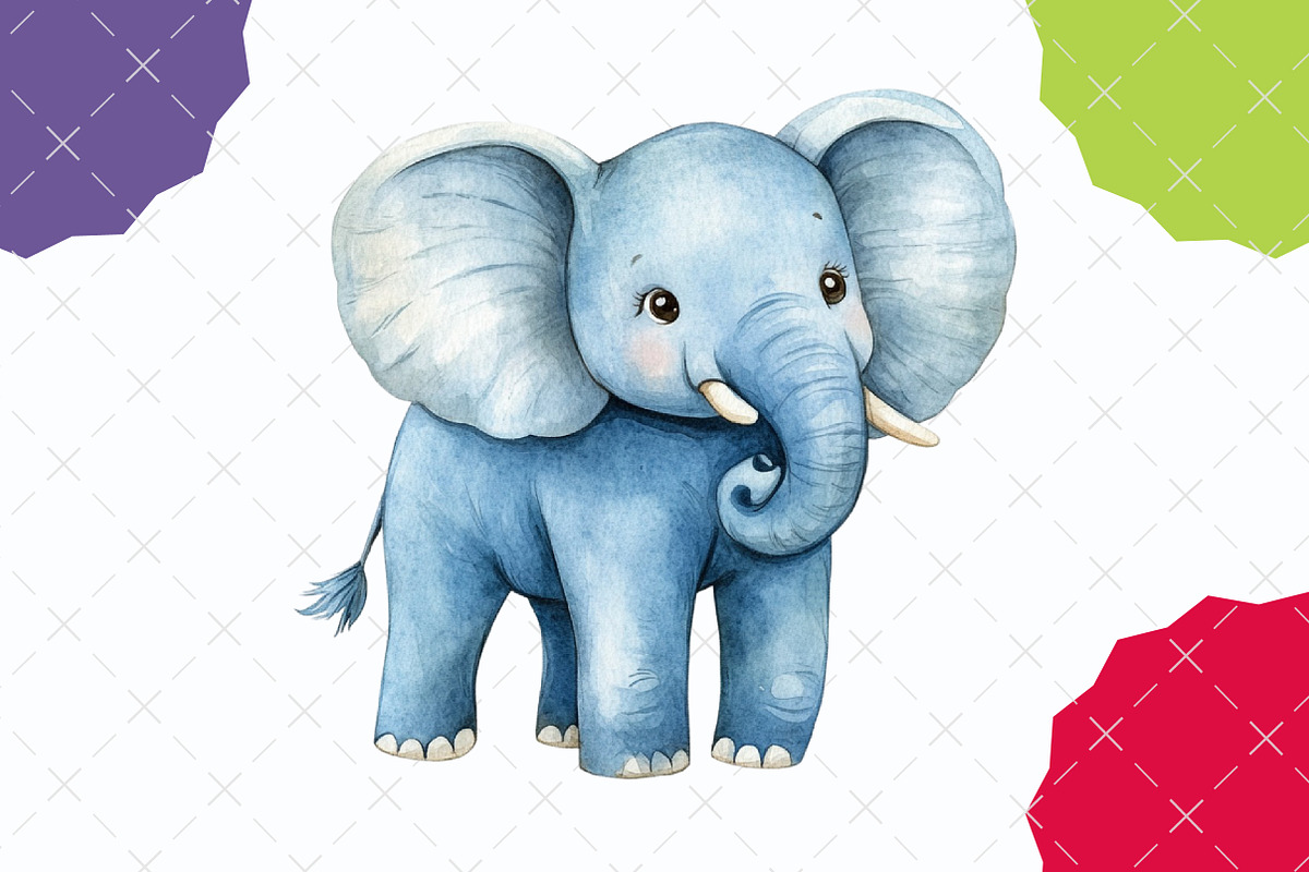 Cute Jungle Animals Watercolor Clipa, an Illustration by designcity5 (Photo 5 of 5)