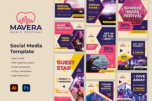 Mavera Music Festival, a Social Media Template by kerismaker