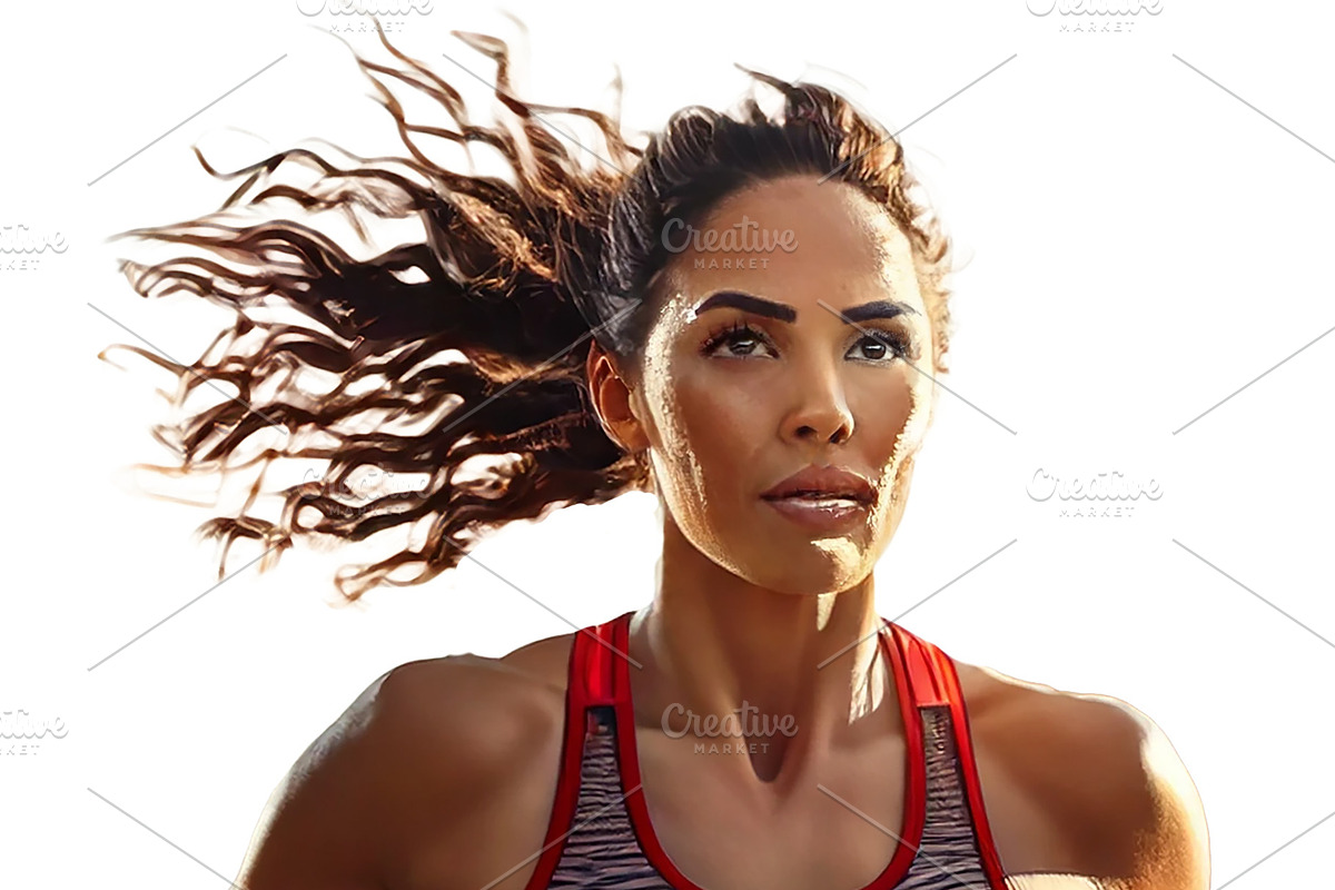Young athletic woman running isolated hyperrealistic illustratio, a Sport Illustration by DanFLCreativo