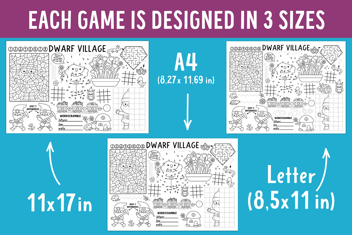 Dwarf village activity placemats, an Education Illustration by Lexi Claus (Photo 5 of 6)