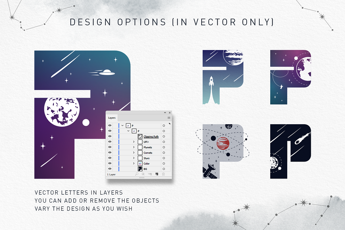 Lost In Space. Colored Font (SVG) preview 7