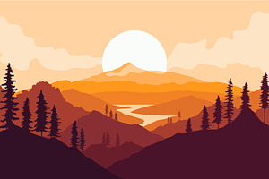 Mountains Landscape Sunset