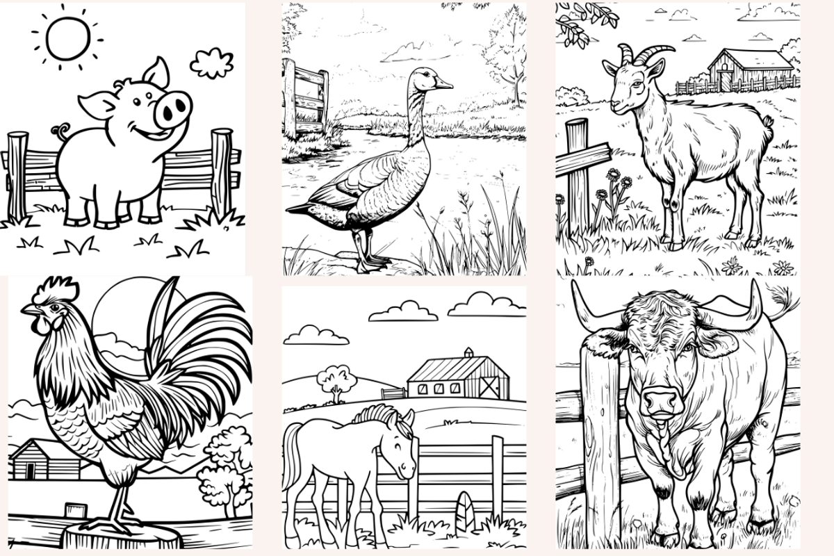 Farmyard Animals Coloring Pages, an Animal Illustration by PrintHaven Designs (Photo 7 of 9)