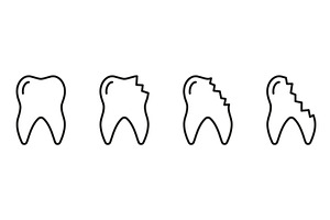 Chipped Tooth Line Icon Set, an Object Illustration by Gentle Studio
