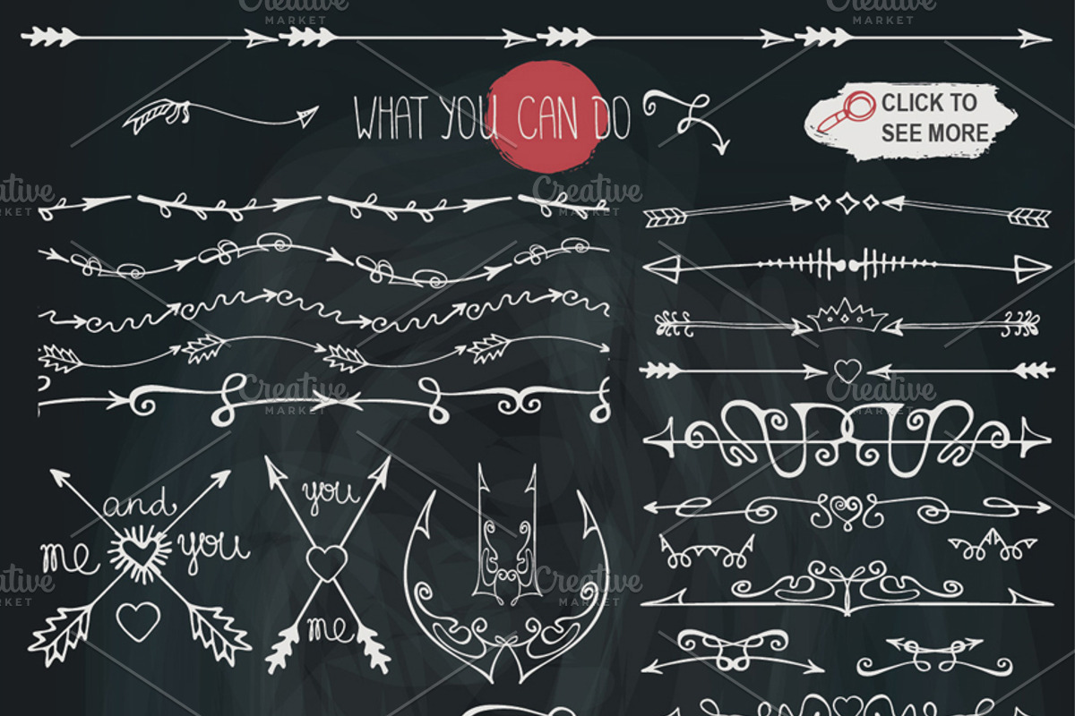 Hand drawn Arrows set.Vector Decor preview 4