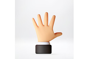 3D Cartoon hand showing number five, an Object Illustration by Abscent