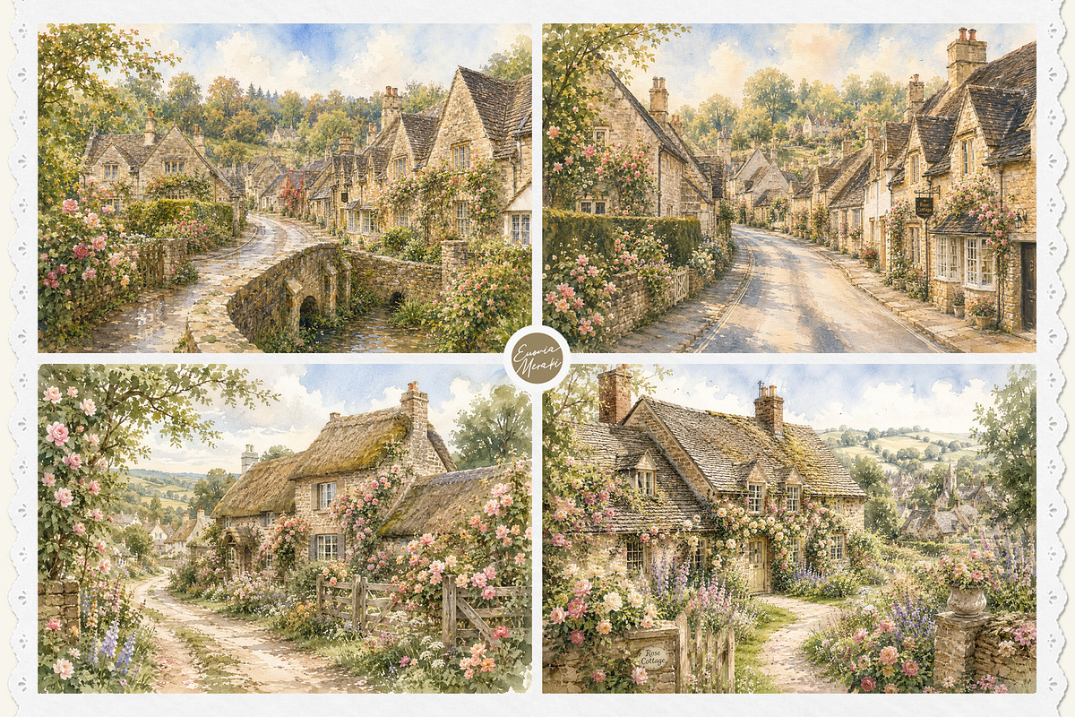 English Cottage Garden in Watercolor, a Decorative Illustration by Euonia Meraki (Photo 10 of 20)