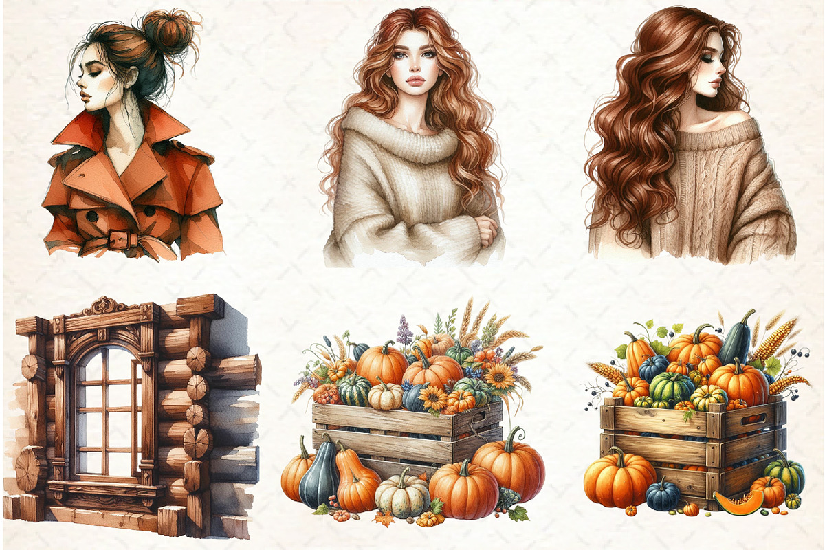 Watercolor Autumn Clipart-01, an Illustration by Libby Wishes (Photo 6 of 7)