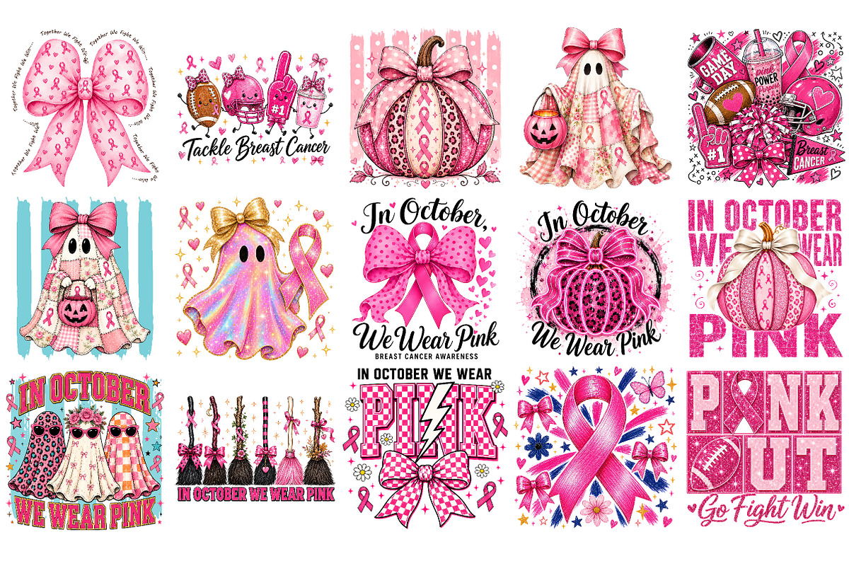 Breast Cancer PNG Sublimation Bundle, a Person Illustration by Libby Wishes (Photo 2 of 3)