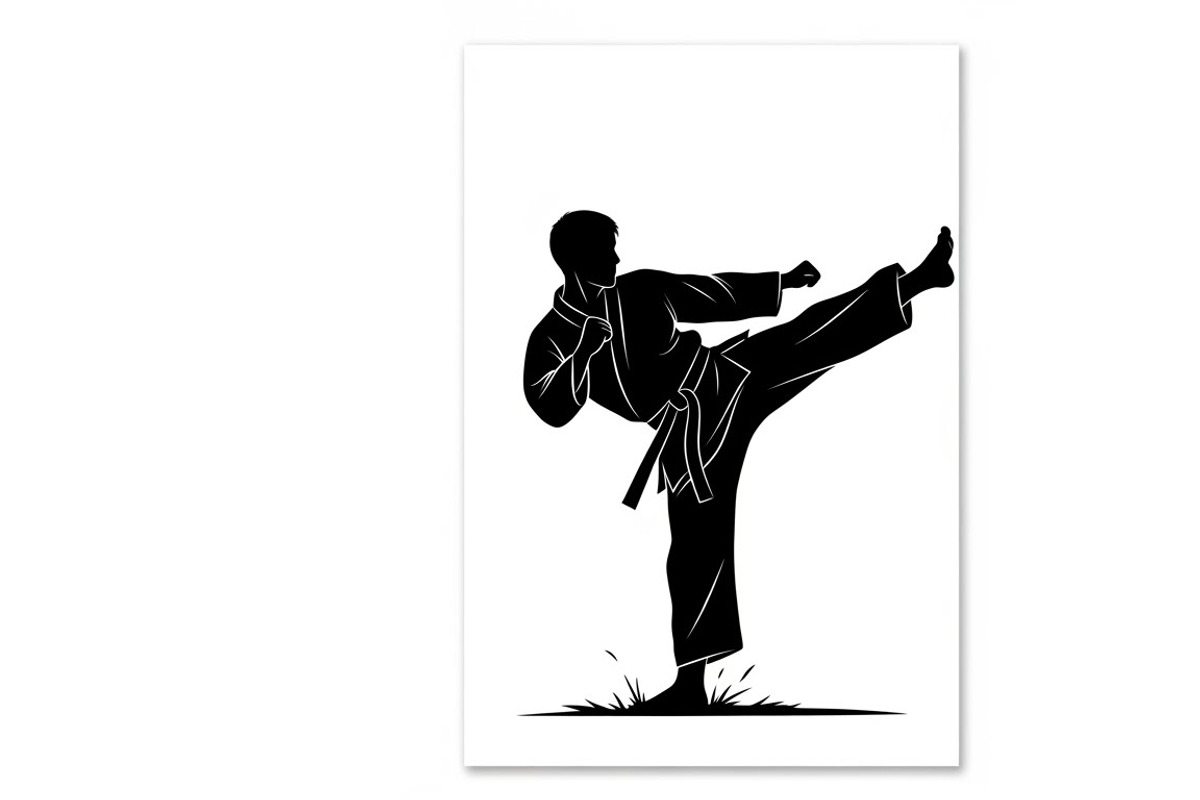 Dynamic martial arts kick silhouette, a Graphic by Amazin_art (Photo 23 of 36)
