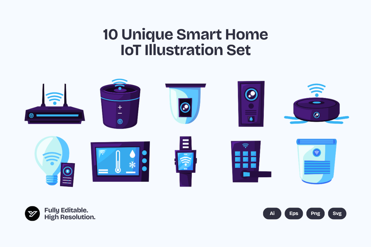 Smart Home IoT Illustration Set, an Object Illustration by YossyOneStd (Photo 2 of 3)