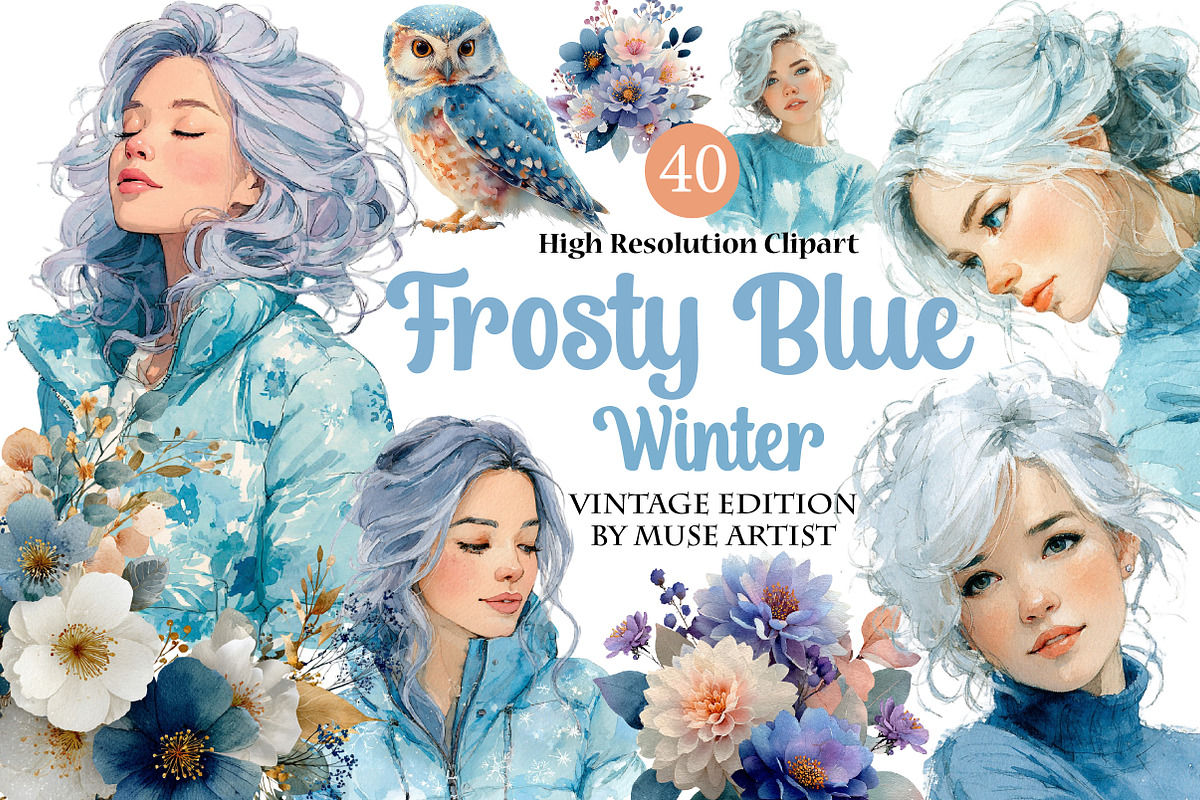 Frosty Blue Winter Clipart, an Illustration by DreamArtGraphic (Photo 1 of 4)