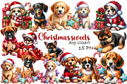 Cute Christmas Dog Clipart, an Animal Illustration by ElenazlataArt (Thumbnail 1 of 3)