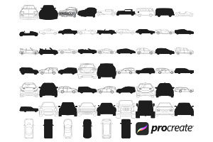 Cars Outlines & Silhouettes Set 1