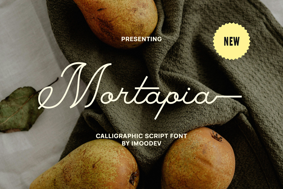 Mortapia Retro Script Font, a Script Font by Imoodev (Photo 1 of 8)