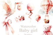 Watercolor Baby Girl Clipart, an Object Graphic by Alena Kurian (Thumbnail 1 of 4)